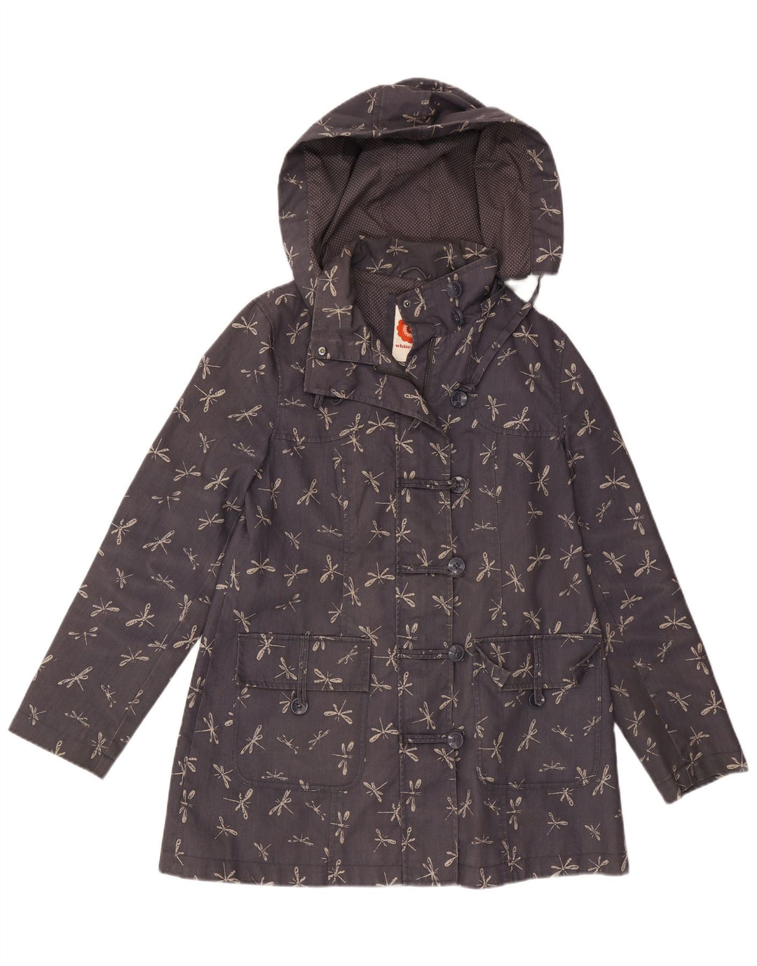 WHITE STUFF Womens Windbreaker Jacket UK 14 Large Navy Blue Animal Print