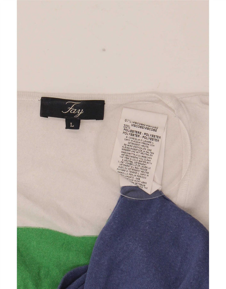 Fay Womens Top Long Sleeve UK 14 Large Multicoloured Colourblock Viscose