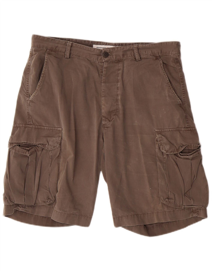 40Weft Mens Cargo Shorts W36 Large  Grey Cotton