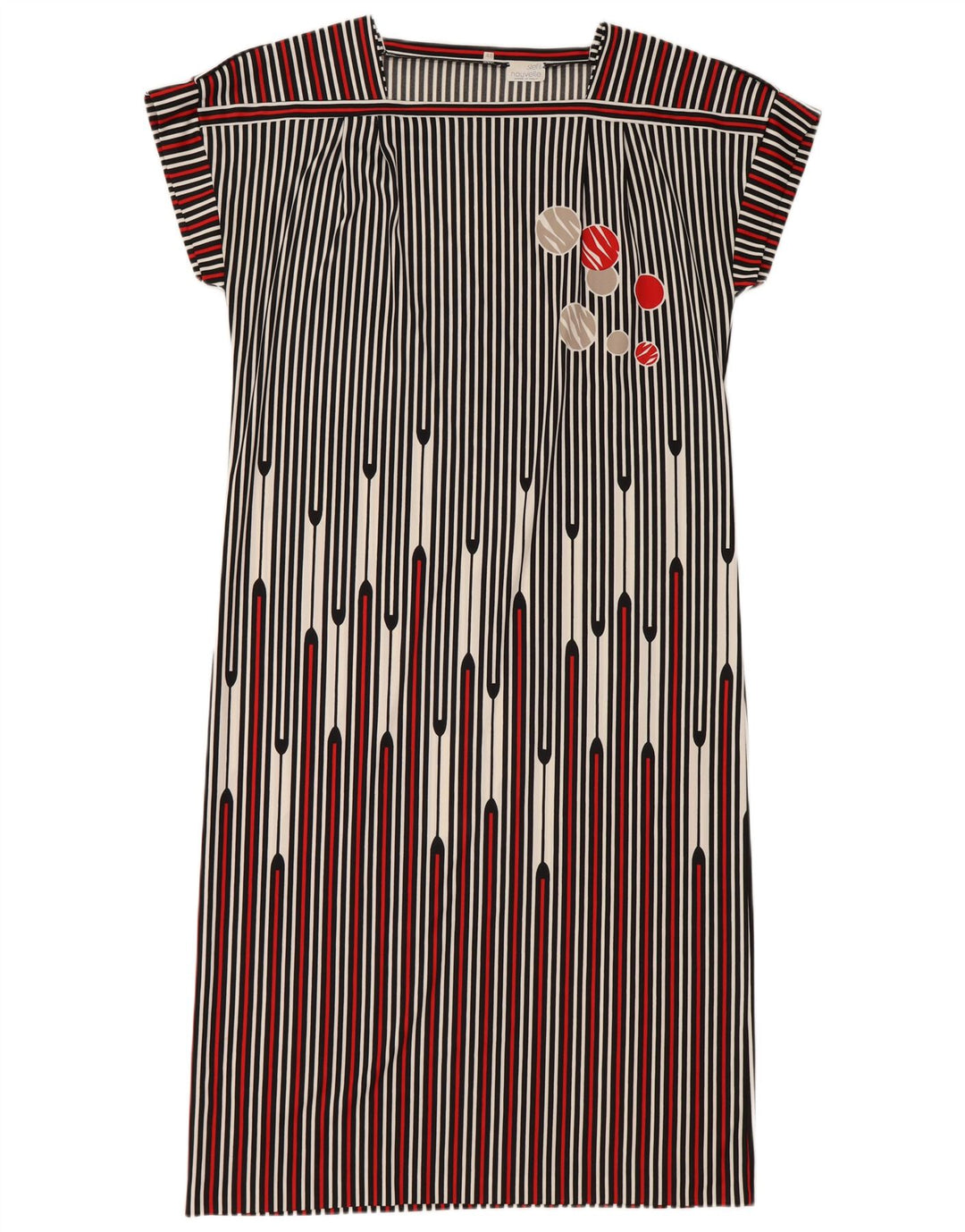 Vintage Womens Shift Dress IT 48 XL Black Striped