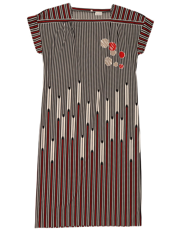 Vintage Womens Shift Dress IT 48 XL Black Striped