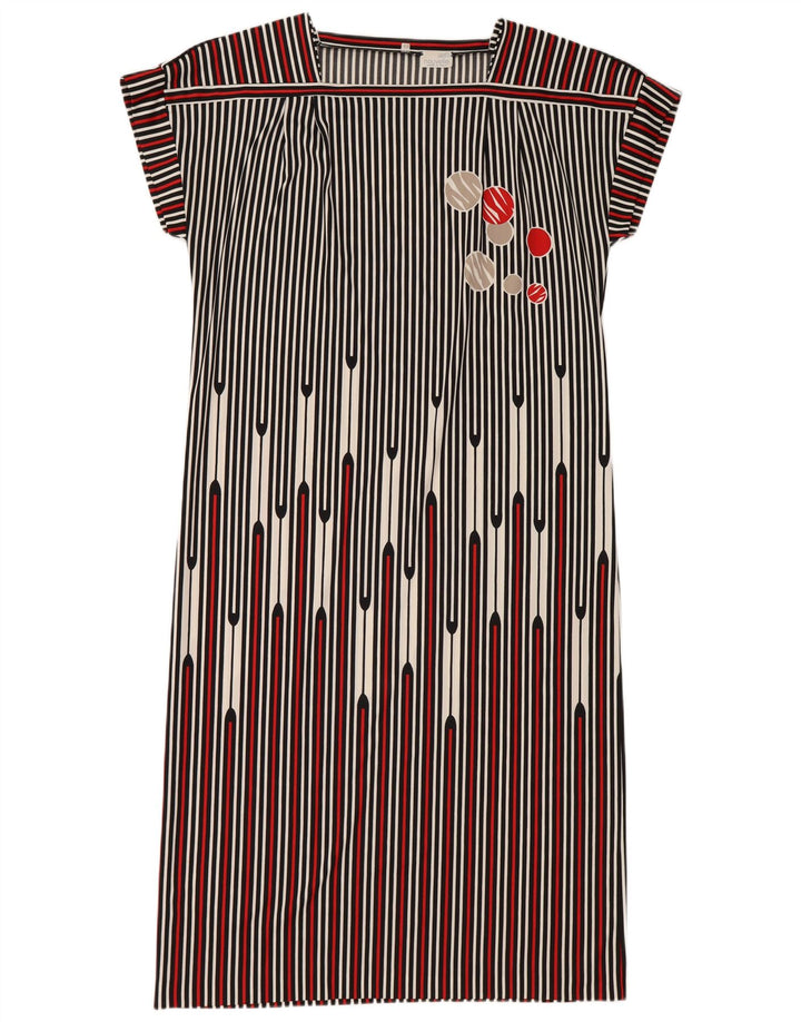 Vintage Womens Shift Dress IT 48 XL Black Striped
