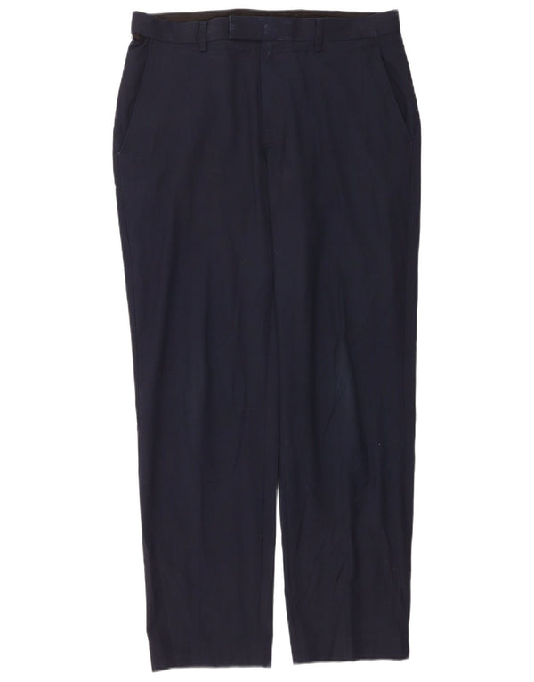 Marks & Spencer Mens Regular Fit Suit Trousers W32 L31 Navy Blue Polyester
