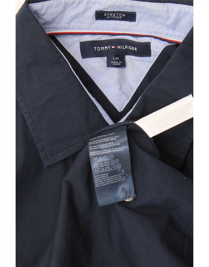 Tommy Hilfiger Mens Shirt Large Navy Blue Cotton