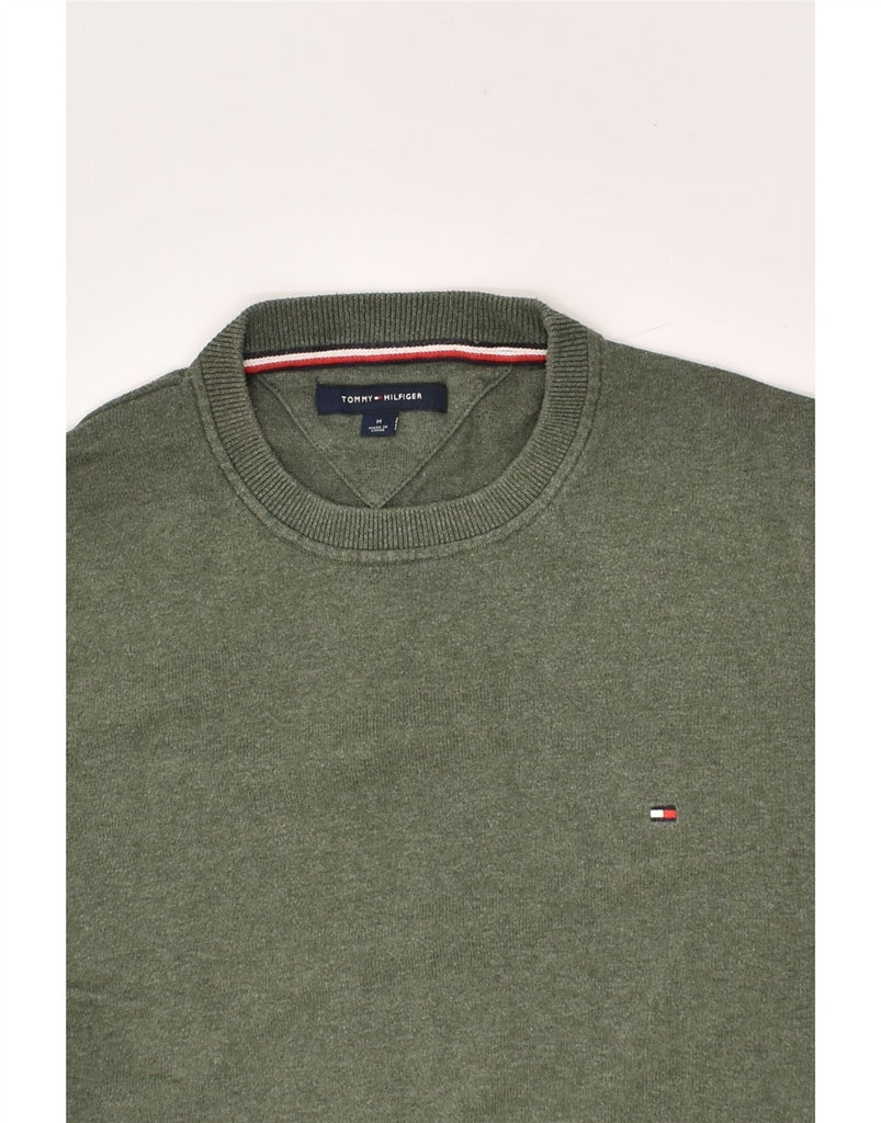 TOMMY HILFIGER Mens Crew Neck Jumper Sweater Medium Green Cotton | Vintage Tommy Hilfiger | Thrift | Second-Hand Tommy Hilfiger | Used Clothing | Messina Hembry 