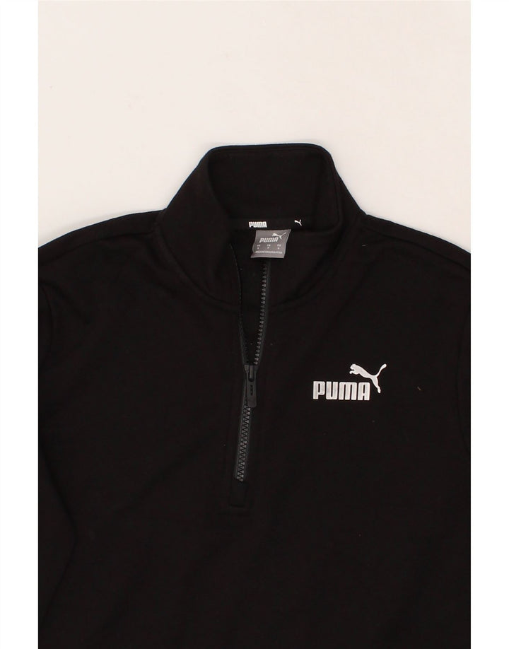 PUMA Womens Zip Neck Sweatshirt Jumper UK 10 Small Black Cotton Vintage Puma and Second-Hand Puma from Messina Hembry 