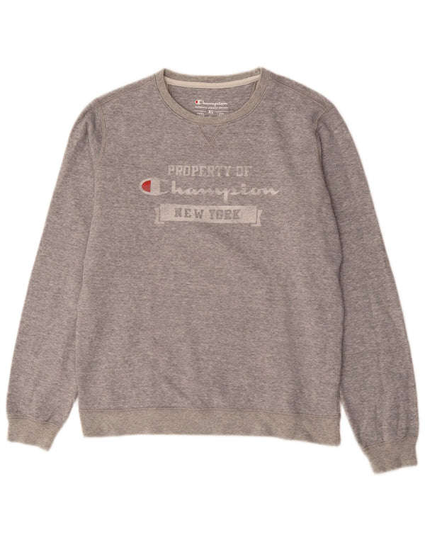 Champion Boys Graphic Sweatshirt Jumper 13-14 Years XL Grey Flecked Cotton