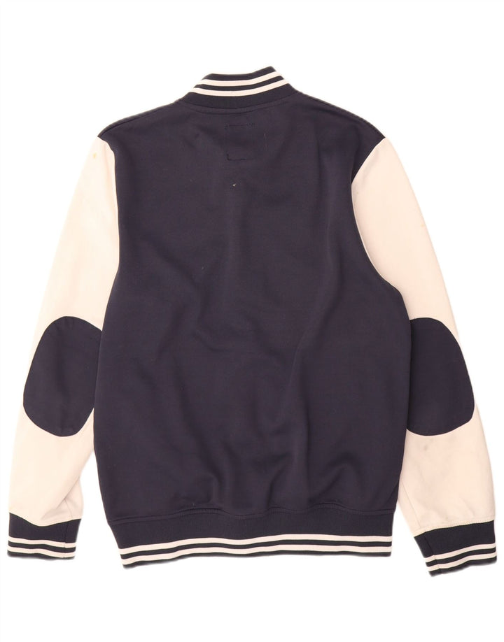 Jack & Jones Mens Graphic Varsity Jacket UK 40 Large Navy Blue Colourblock