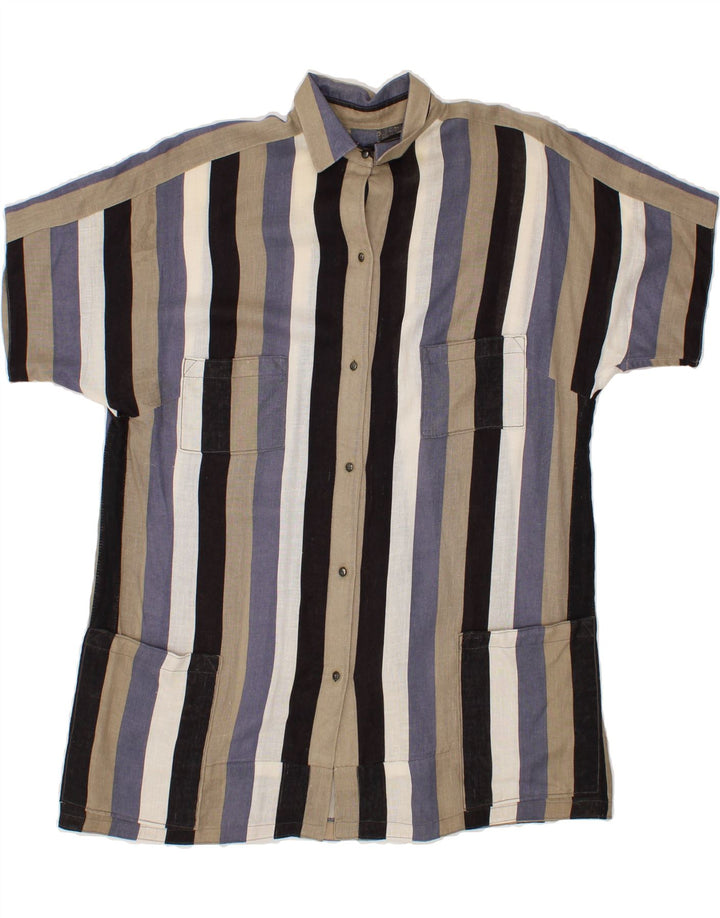 VINTAGE Womens Short Sleeve Shirt UK 14 Large Multicoloured Striped Vintage Vintage and Second-Hand Vintage from Messina Hembry 