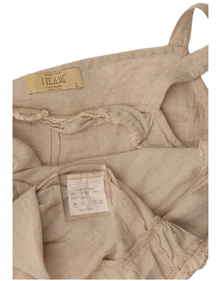 ALVIERO MARTINI Womens Crop Cami Top UK 14 Large Beige Linen
