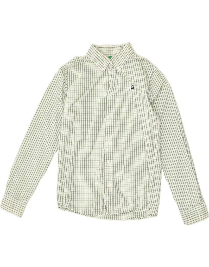 BENETTON Boys Shirt 10-11 Years XL  Green Check Cotton | Vintage Benetton | Thrift | Second-Hand Benetton | Used Clothing | Messina Hembry 