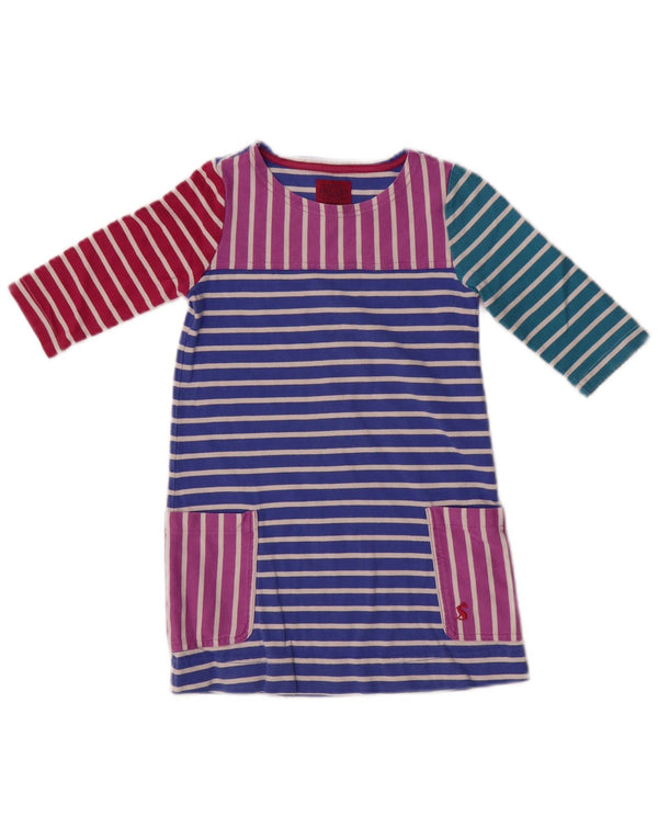 Joules Girls Long Sleeve T-Shirt Dress 3-4 Years Multicoloured Striped
