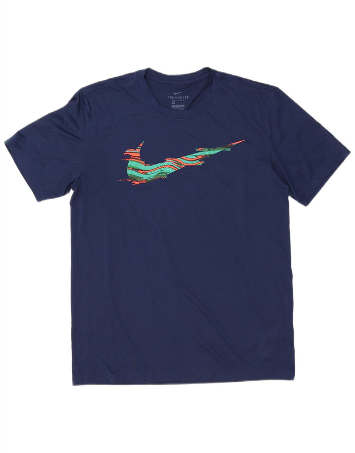 Nike Mens Dri Fit Graphic T-Shirt Top Medium Navy Blue Polyester