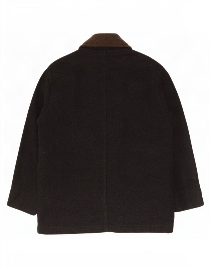 Lemon Mens Overcoat UK 42 XL Black Wool