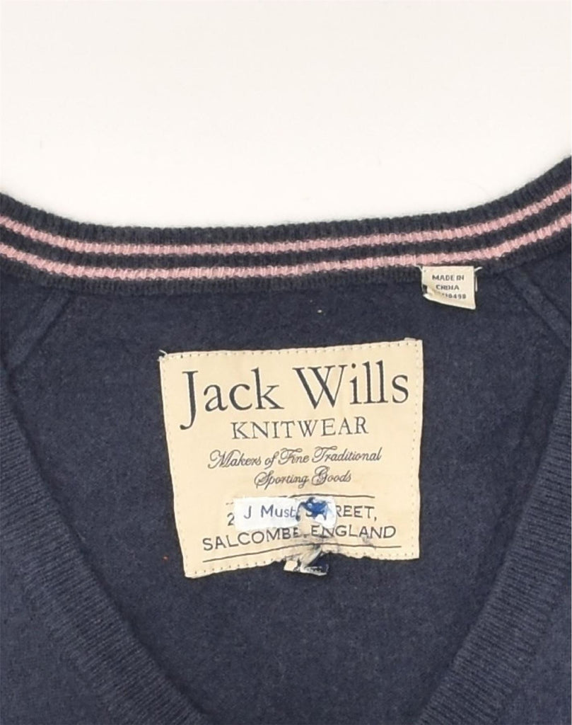 JACK WILLS Mens V-Neck Jumper Sweater Medium Blue Wool | Vintage Jack Wills | Thrift | Second-Hand Jack Wills | Used Clothing | Messina Hembry 