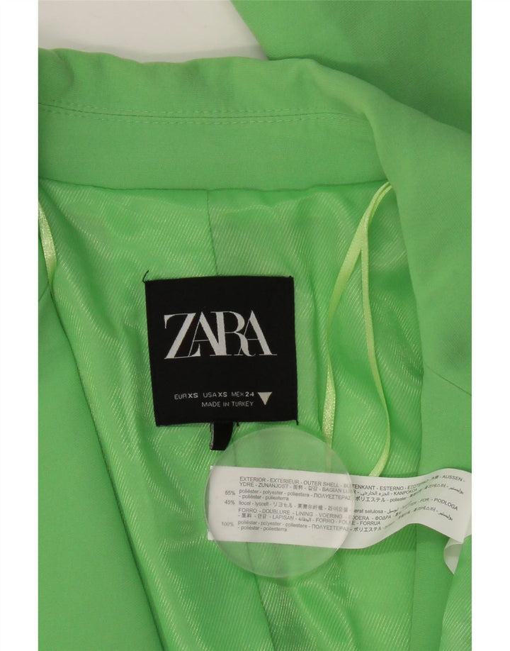 Zara Womens 1 Button Oversized Blazer Jacket UK 6 XS Green Polyester