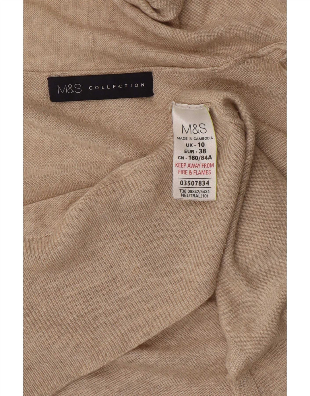 Marks & Spencer Womens Oversized Open Cardigan Sweater UK 10 Small Beige