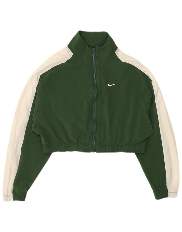 Nike Womens Crop Tracksuit Top Jacket UK 10 Small Green Colourblock