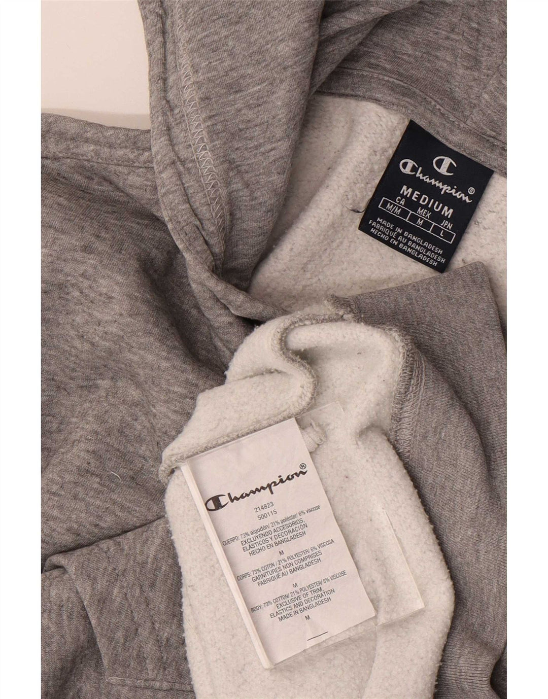 Champion Mens Zip Hoodie Sweater Medium Grey Cotton