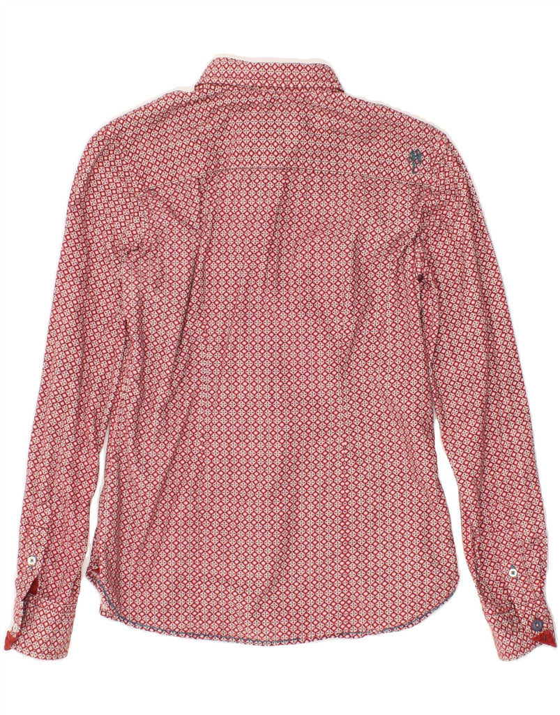 GANESH Womens Oversized Shirt US 1 2XS Red Geometric Cotton Vintage Ganesh and Second-Hand Ganesh from Messina Hembry 