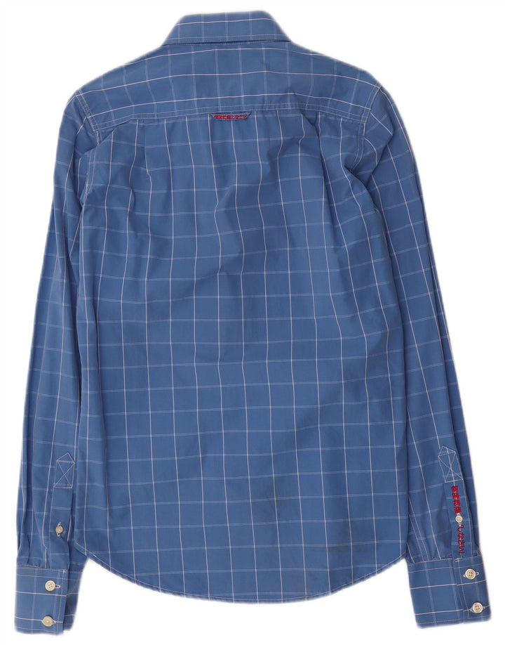 Superdry Mens Shirt Small Blue Check Cotton