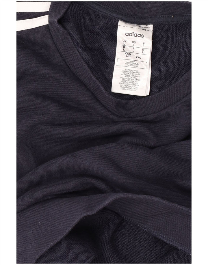 Adidas Mens Sweatshirt Jumper Large Navy Blue Cotton