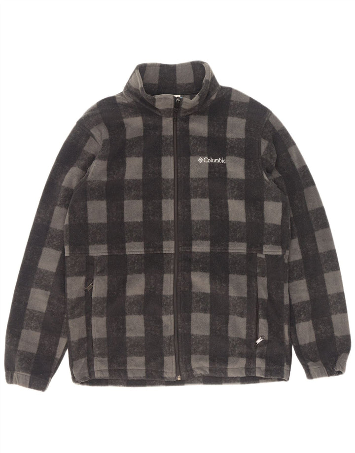 Columbia Mens Fleece Jacket UK 40 Large Grey Check Polyester