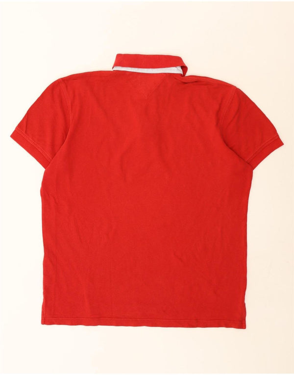 Tommy Hilfiger Mens Polo Shirt Large Red Cotton