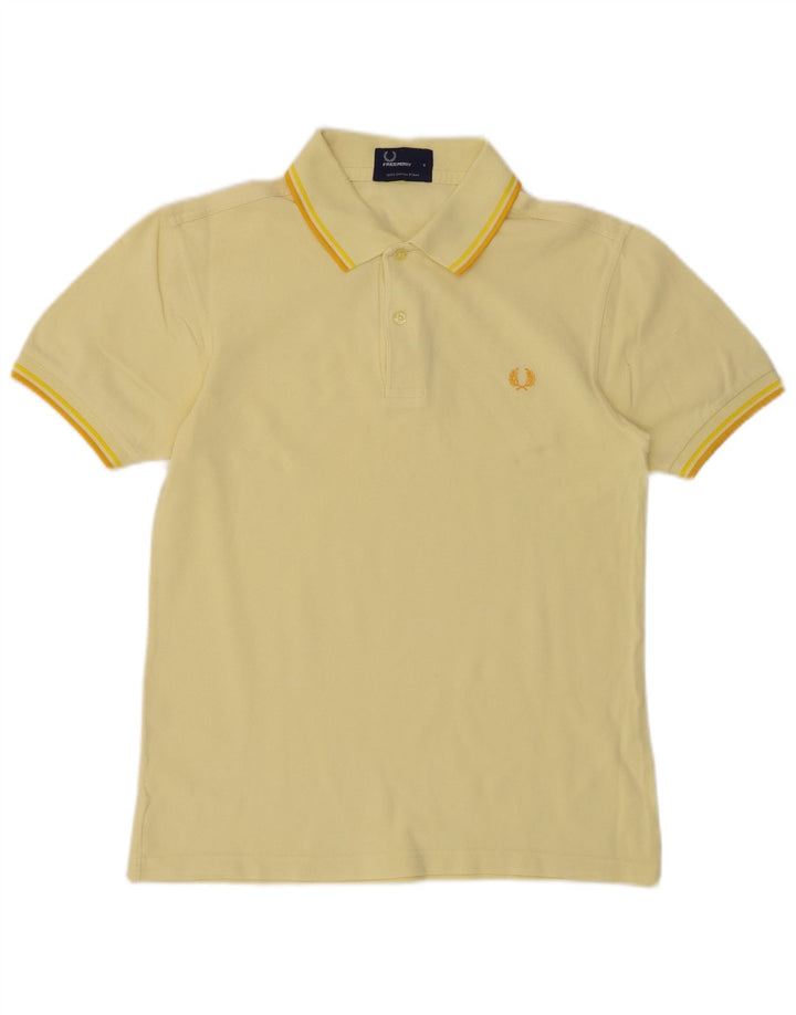 FRED PERRY Mens Polo Shirt Small Yellow Cotton