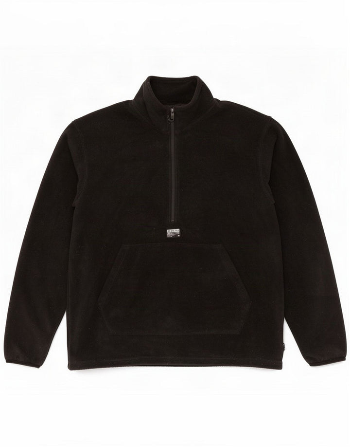 Volcom Mens Zip Neck Fleece Jumper Large Black Polyester