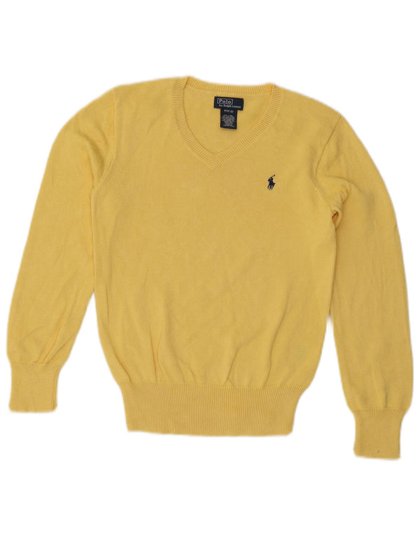 Polo Ralph Lauren Boys V-Neck Jumper Sweater 10-11 Years Medium Yellow