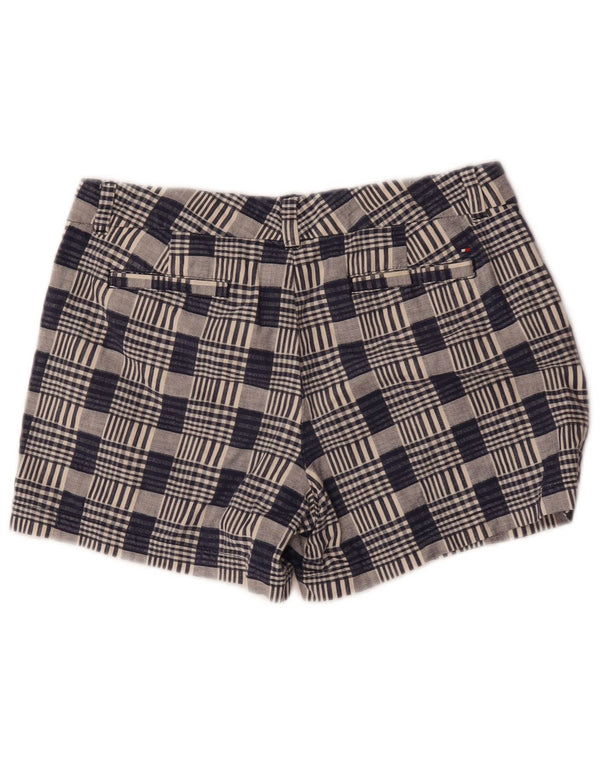 Tommy Hilfiger Womens Chino Shorts US 10 Large W32 Navy Blue Check Cotton