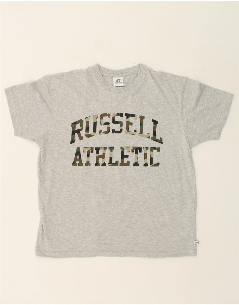 RUSSELL ATHLETIC Mens Graphic T-Shirt Top Medium Grey Cotton | Vintage Russell Athletic | Thrift | Second-Hand Russell Athletic | Used Clothing | Messina Hembry 