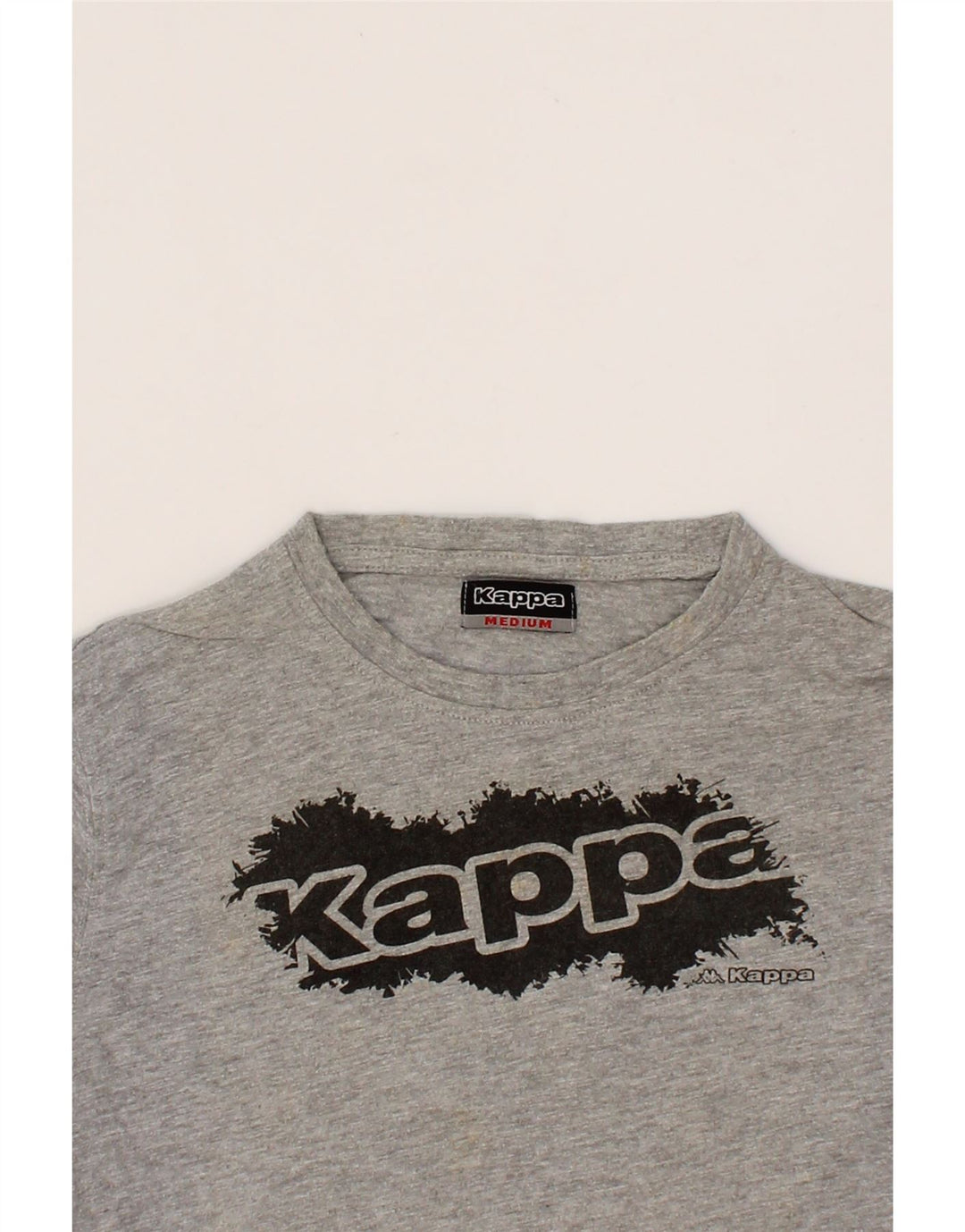 KAPPA Womens Graphic T-Shirt Top UK 12 Medium Grey Cotton Vintage Kappa and Second-Hand Kappa from Messina Hembry 