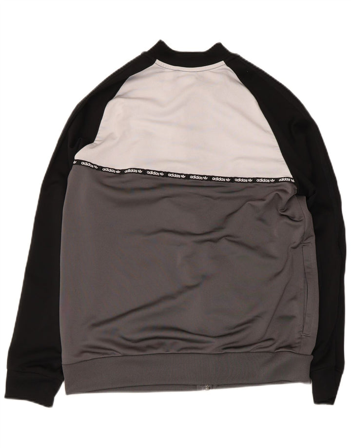 Adidas Boys Graphic Tracksuit Top Jacket 13-14 Years Grey Colourblock