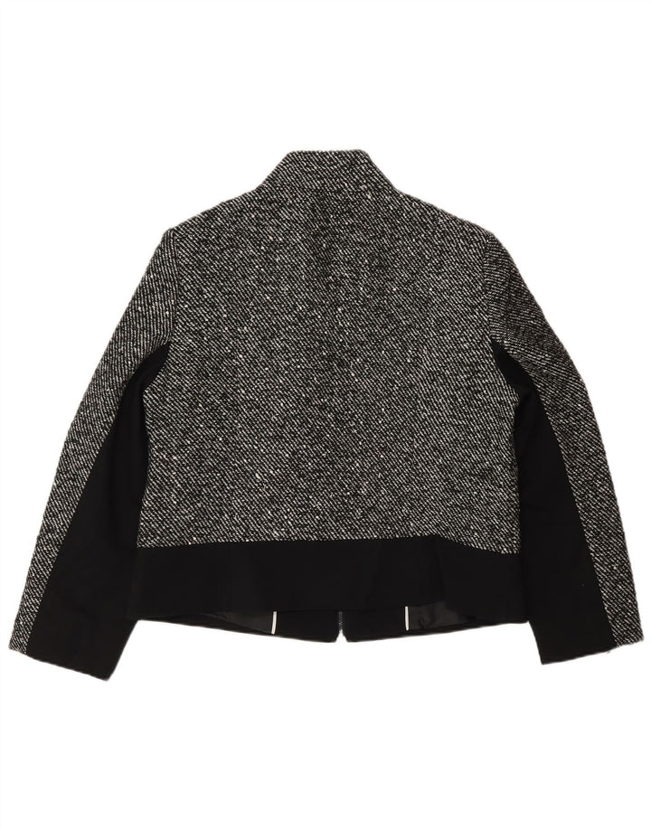 Marks & Spencer Womens Bomber Jacket UK 14 Large Grey Flecked Polyester