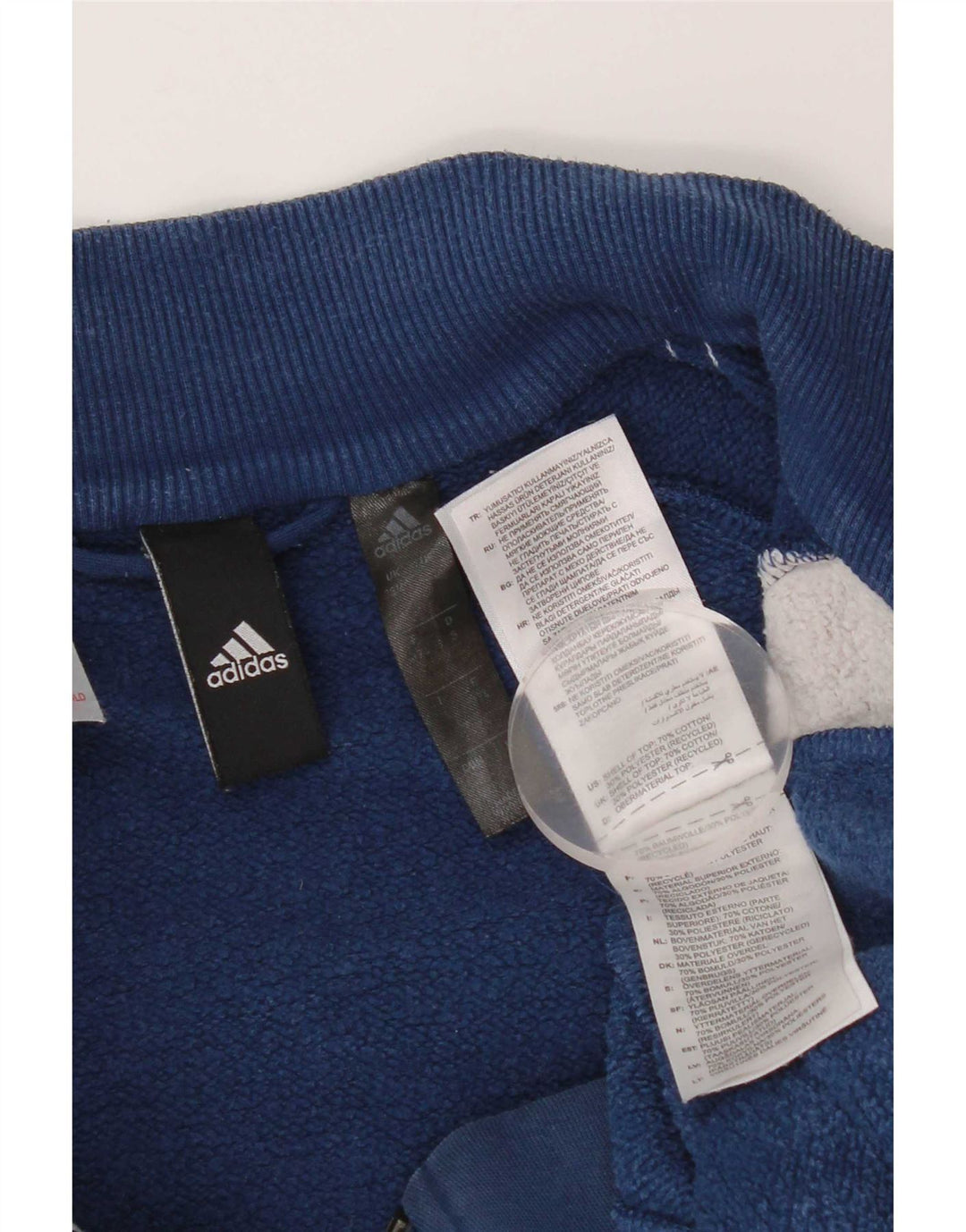 Adidas Mens Tracksuit Top Jacket UK 38/40 Medium Blue Colourblock Cotton