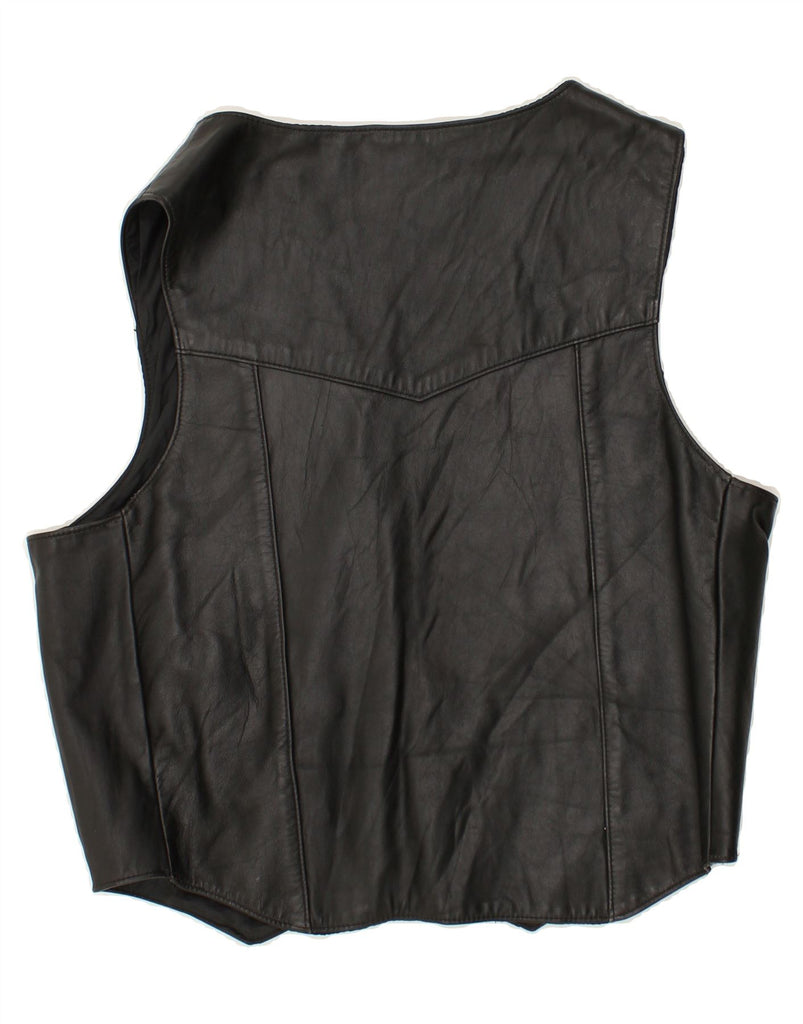 VINTAGE Mens Waistcoat UK 42 XL Black Leather | Vintage Vintage | Thrift | Second-Hand Vintage | Used Clothing | Messina Hembry 