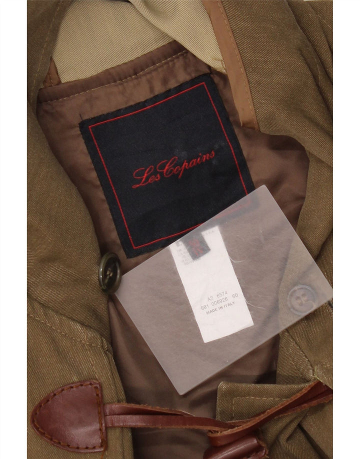 Les Copains Mens Hooded Duffle Coat IT 50 Large Brown Wool