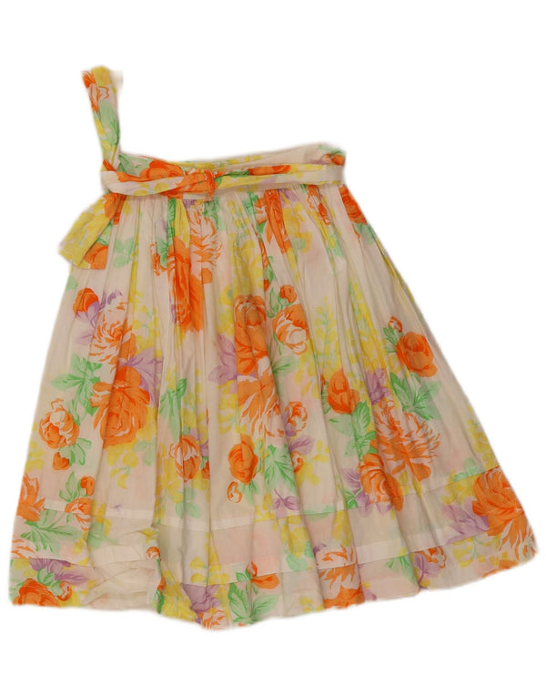 Vintage Womens Pleated Skirt UK 12 Medium W27 Multicoloured Floral Cotton