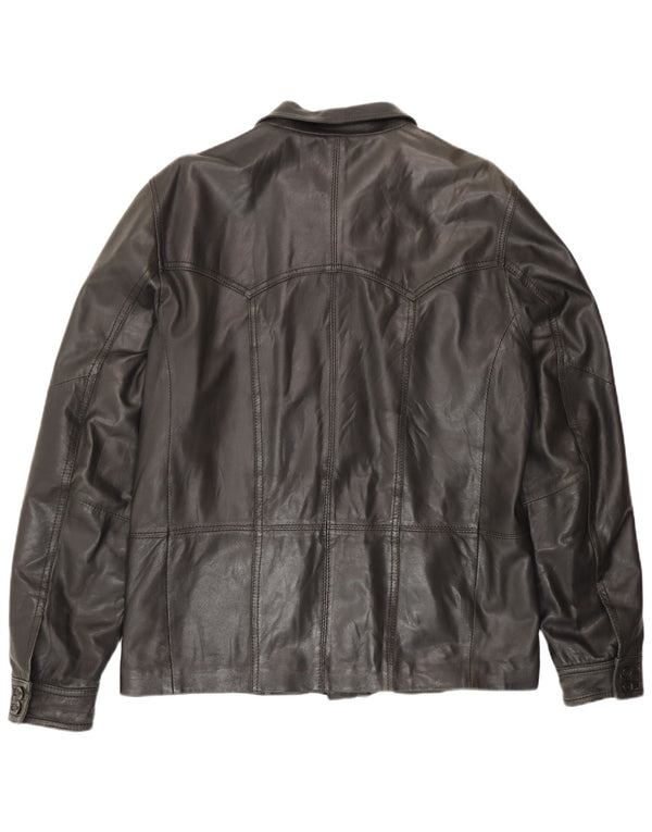 Zen Mens Leather Jacket IT 52 Large Black Leather