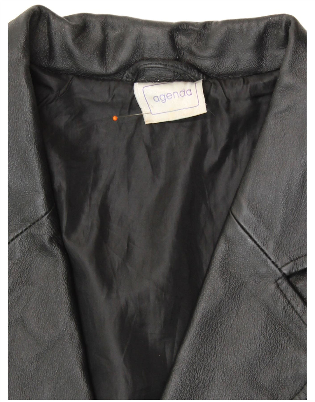 Agenda Womens 3 Button Leather Blazer Jacket UK 24 4XL Black Leather