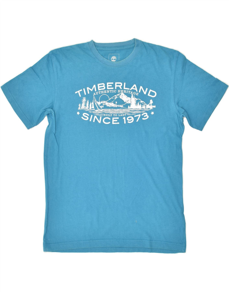 TIMBERLAND Mens Graphic T-Shirt Top Small Blue Cotton | Vintage Timberland | Thrift | Second-Hand Timberland | Used Clothing | Messina Hembry 