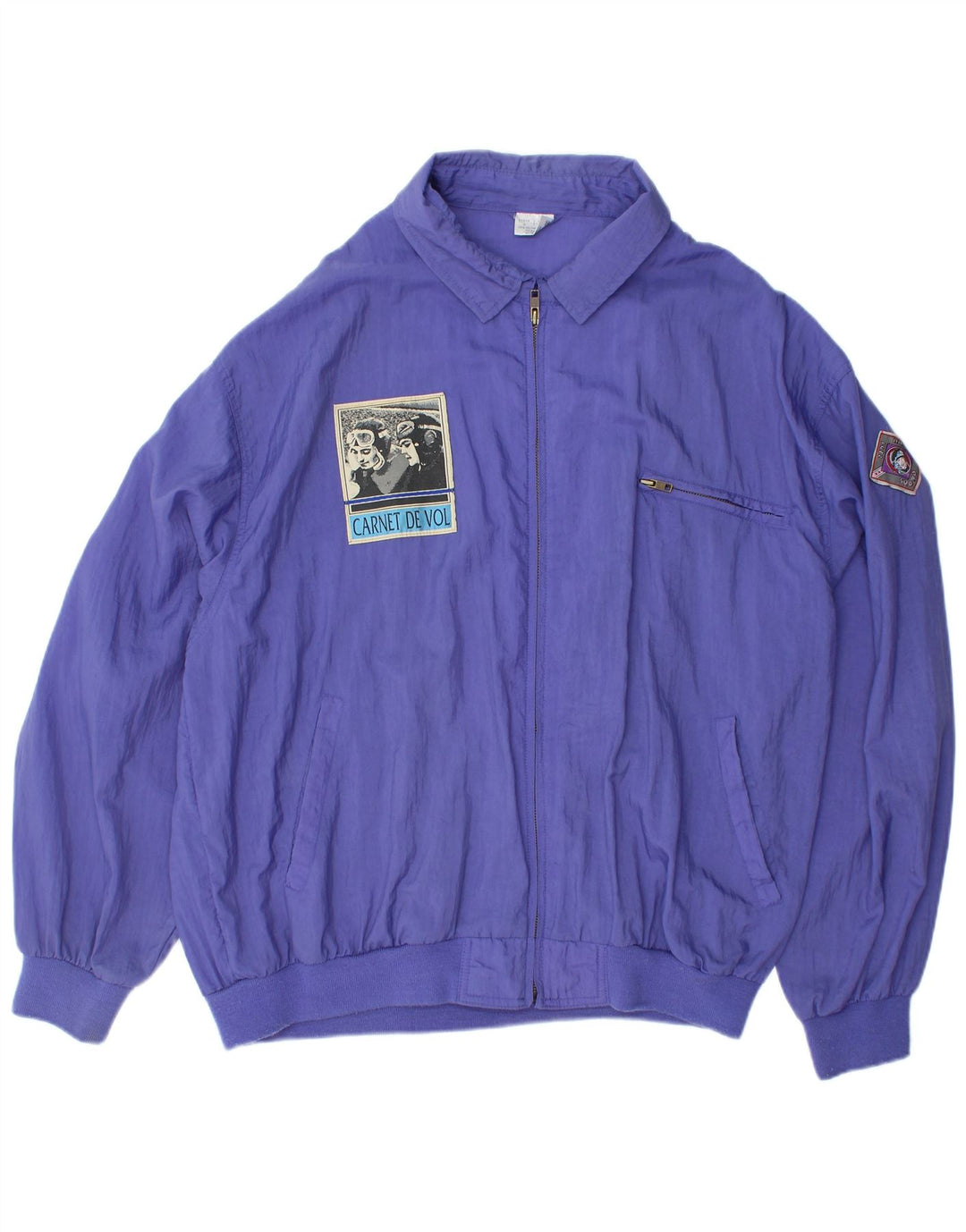 VINTAGE Mens Bomber Jacket IT 56 3XL Purple Polyamide