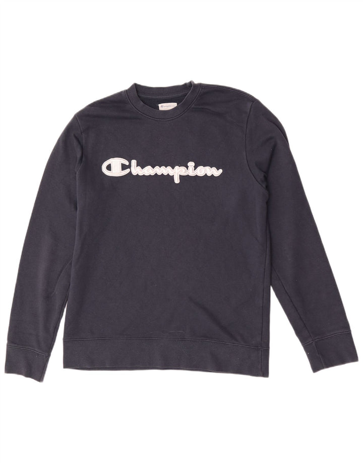 Champion Mens Graphic Sweatshirt Jumper Medium Navy Blue Cotton