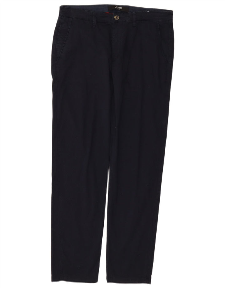 Liu Jo Mens Slim Chino Trousers IT 48 Medium W30 L28 Navy Blue Cotton