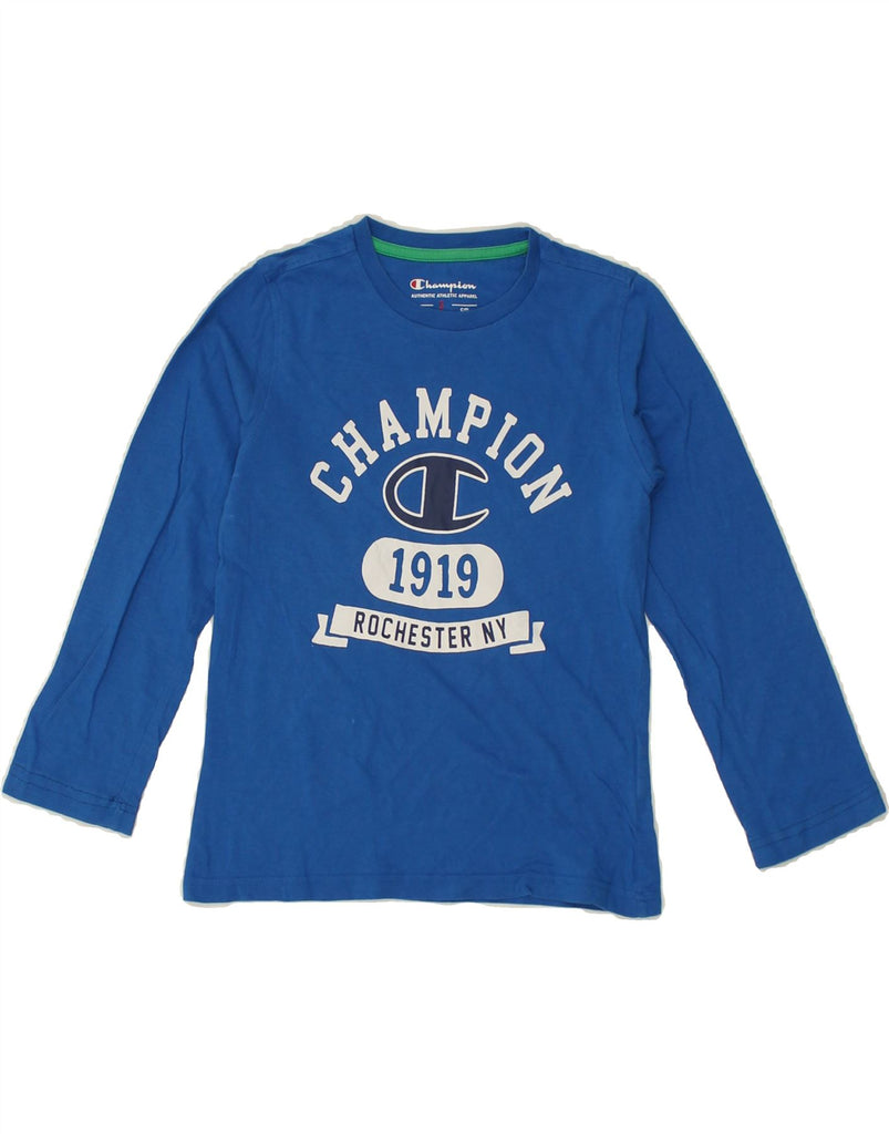 CHAMPION Boys Graphic Top Long Sleeve 7-8 Years Small Blue | Vintage Champion | Thrift | Second-Hand Champion | Used Clothing | Messina Hembry 