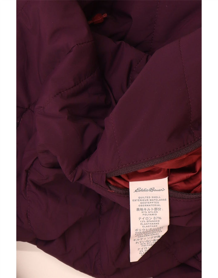 Eddie Bauer Mens Hooded Reversible Jacket UK 38 Medium Burgundy Nylon