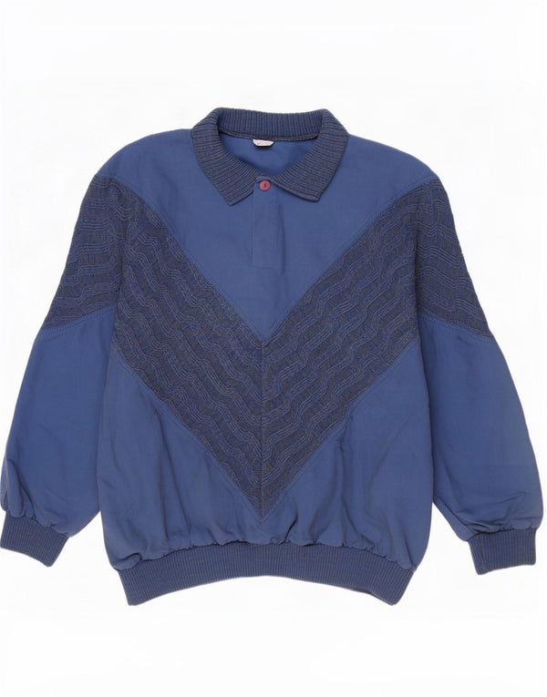 Tom Tailor Mens Polo Neck Sweatshirt Jumper Large Navy Blue Cotton