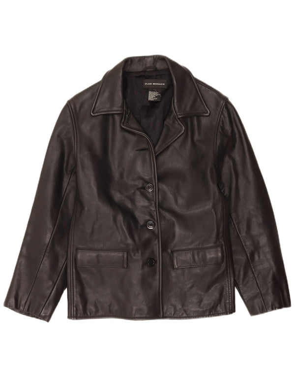 Club Monaco Womens Leather Jacket UK 14 Medium Black Leather